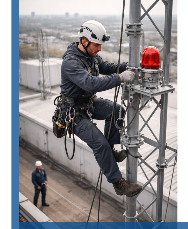 Монтаж заградительных огней и обслуживание объектов в Ишимбае