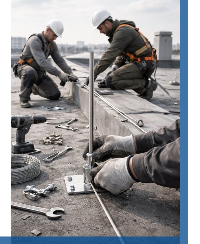 Монтаж молниезащиты на кровле в Ишимбае цена от 25353 р. | ВЫСОТНИК-Шмб