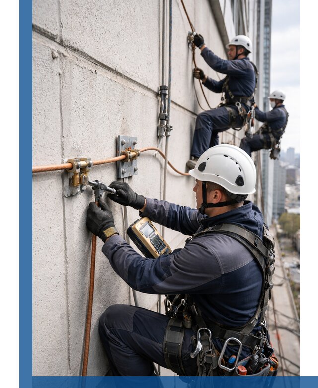 Монтаж системы заземления здания и молниезащиты в Ишимбае