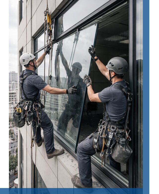 Замена стеклопакетов на высоте в Ишимбае от 5578 р. | ВЫСОТНИК-Шмб