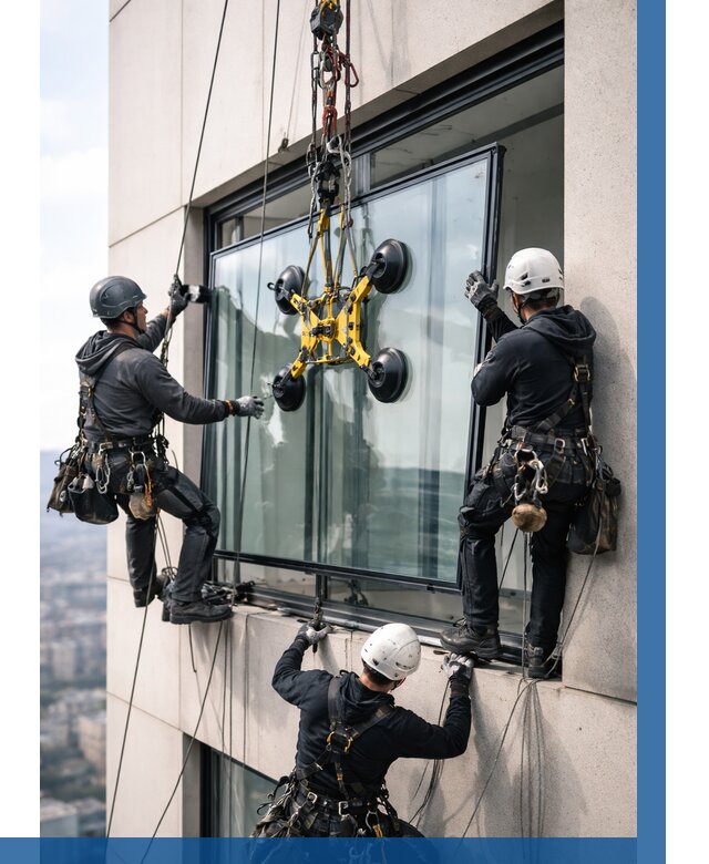 Монтаж стеклопакетов на высоте в Ишимбае от 3245 р. | ВЫСОТНИК-Шмб