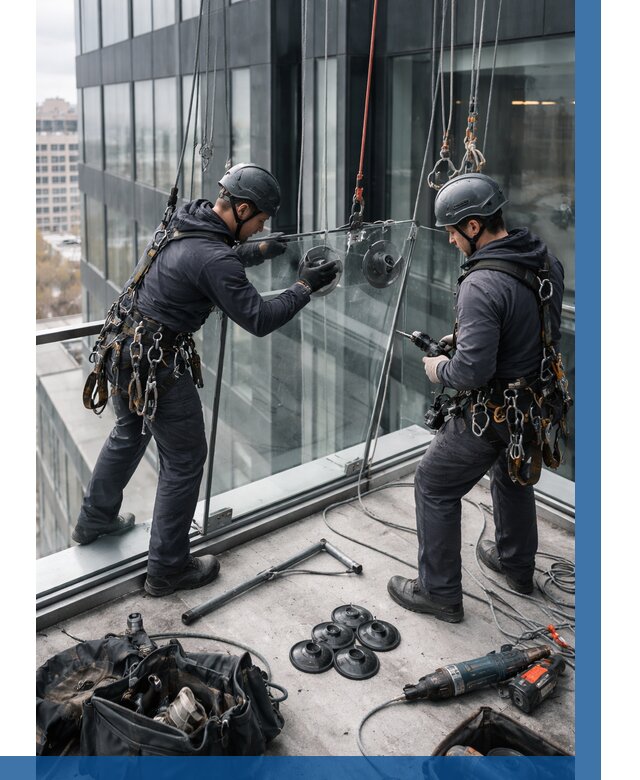 Монтаж стеклянных ограждений в Ишимбае от 2535 р. | ВЫСОТНИК-Шмб