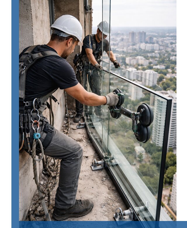 Монтаж стеклянных ограждений под ключ с гарантией в Ишимбае