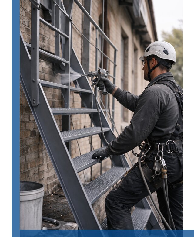 Покраска и антикоррозионная защита пожарных лестниц в Ишимбае