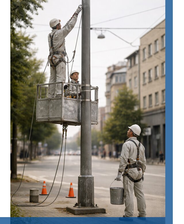 Покраска опор освещения в Ишимбае от 5071 р. | ВЫСОТНИК-Шмб