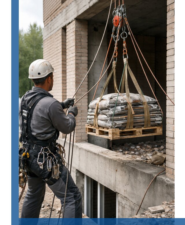 Подъем материалов на этаж веревками в Ишимбае оперативно