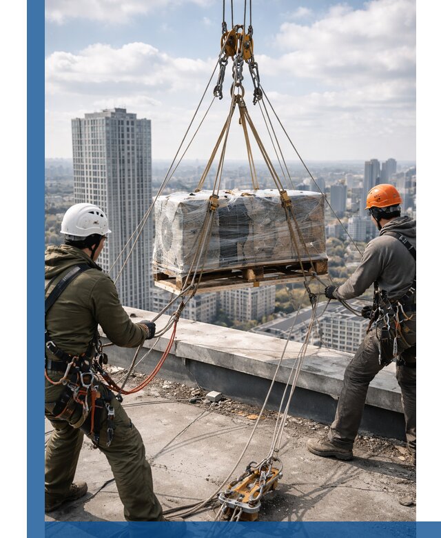 Подъем и монтаж крупногабаритных грузов на крышу в Ишимбае