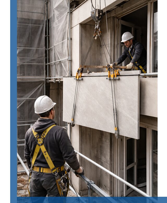 Подъем керамогранита на этаж в Ишимбае грузчиками и техникой