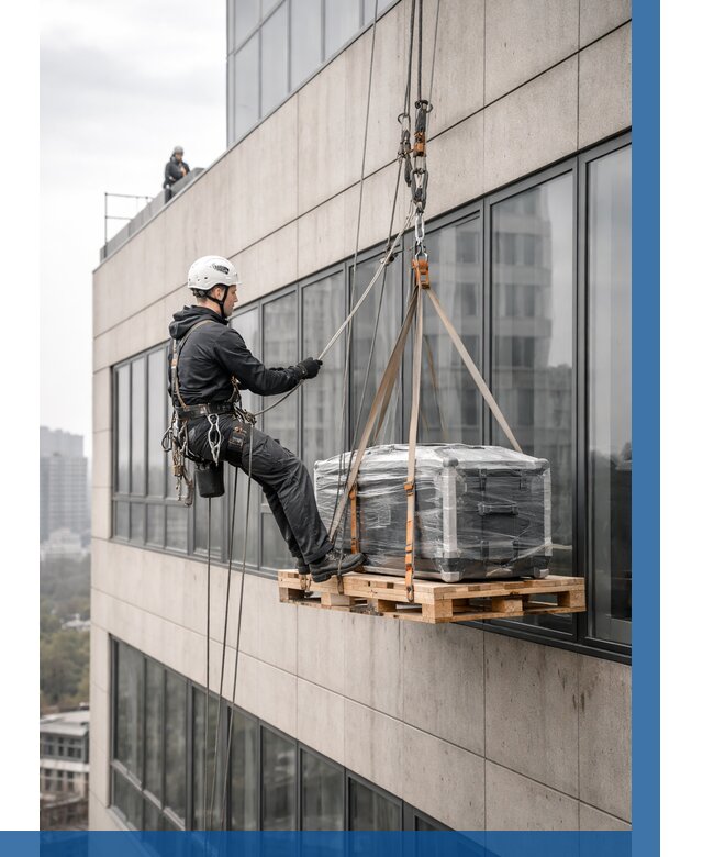 Спуск груза по фасаду в Ишимбае от 3549 р. | ВЫСОТНИК-Шмб