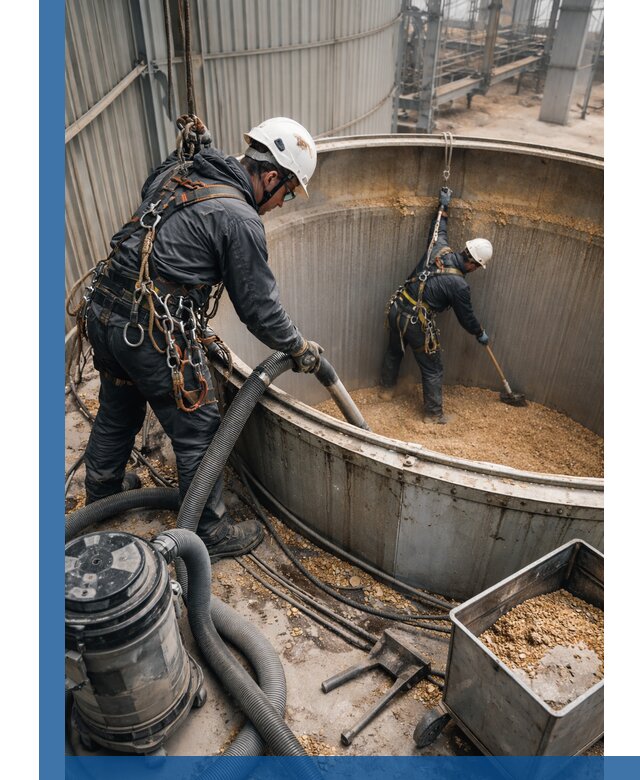 Профессиональная чистка зерновых бункеров в Ишимбае с выездом