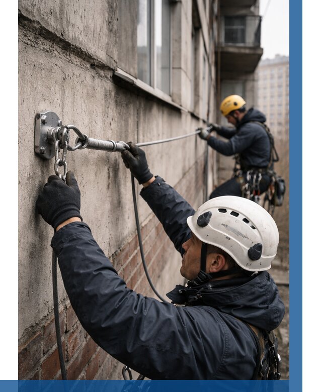 Монтаж анкерных линий в Ишимбае от 3042 р. | ВЫСОТНИК-Шмб
