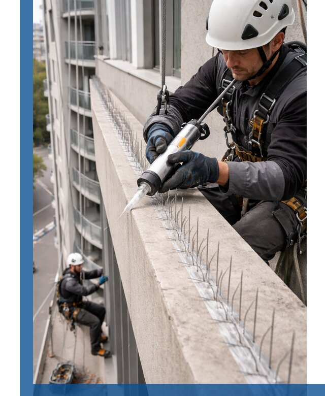 Установка шипов от птиц на фасадах и кровлях в Ишимбае